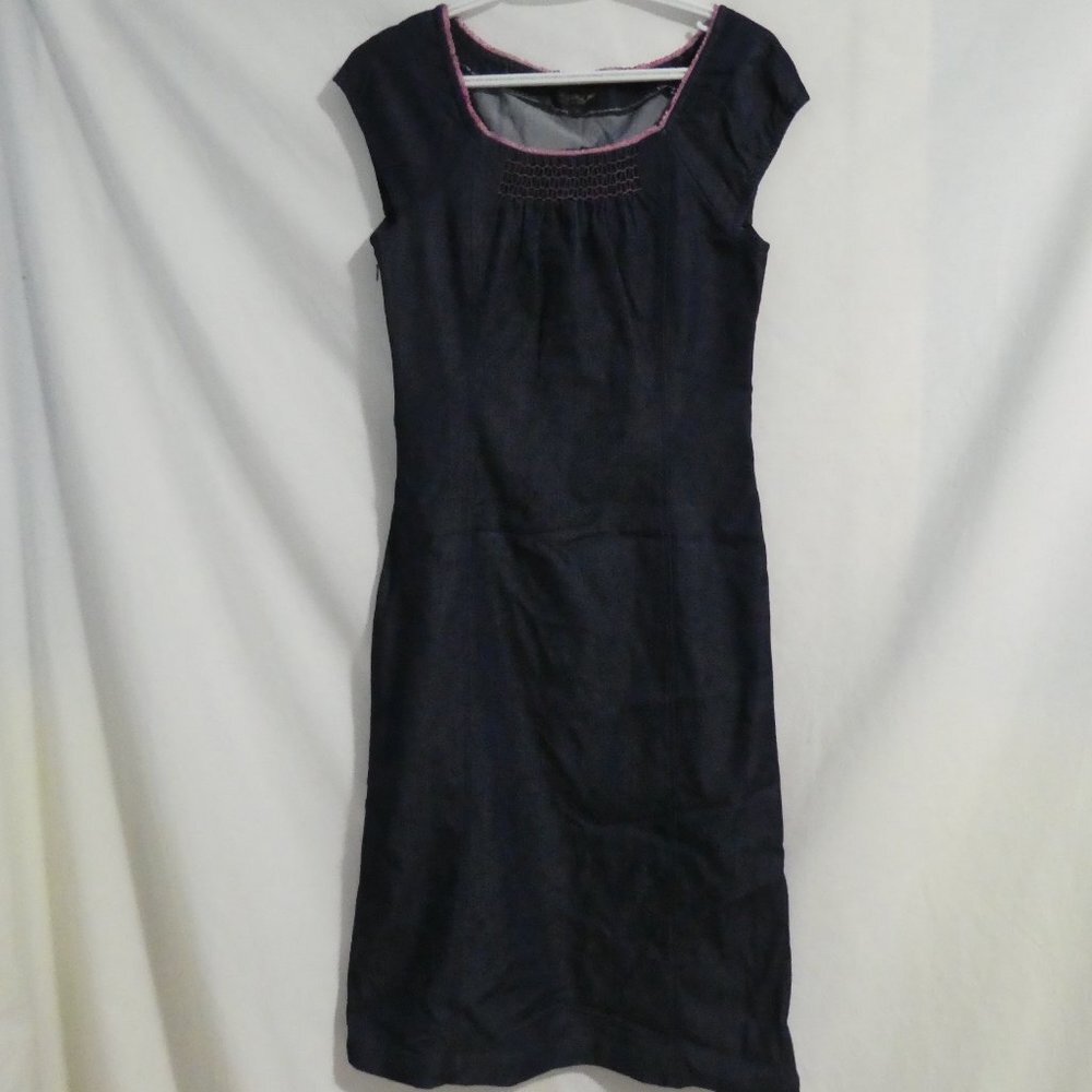 WEEKEND By ETAM, 170/88A, denim short sleeve dress, lace trim, side zip